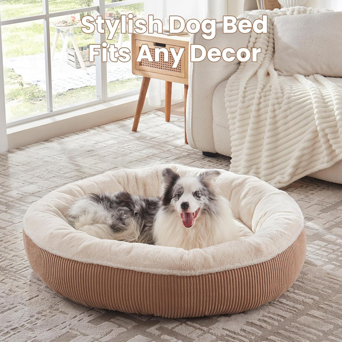 45 inches Calming Donut Dog Bed for Extra Large Dogs,Brown