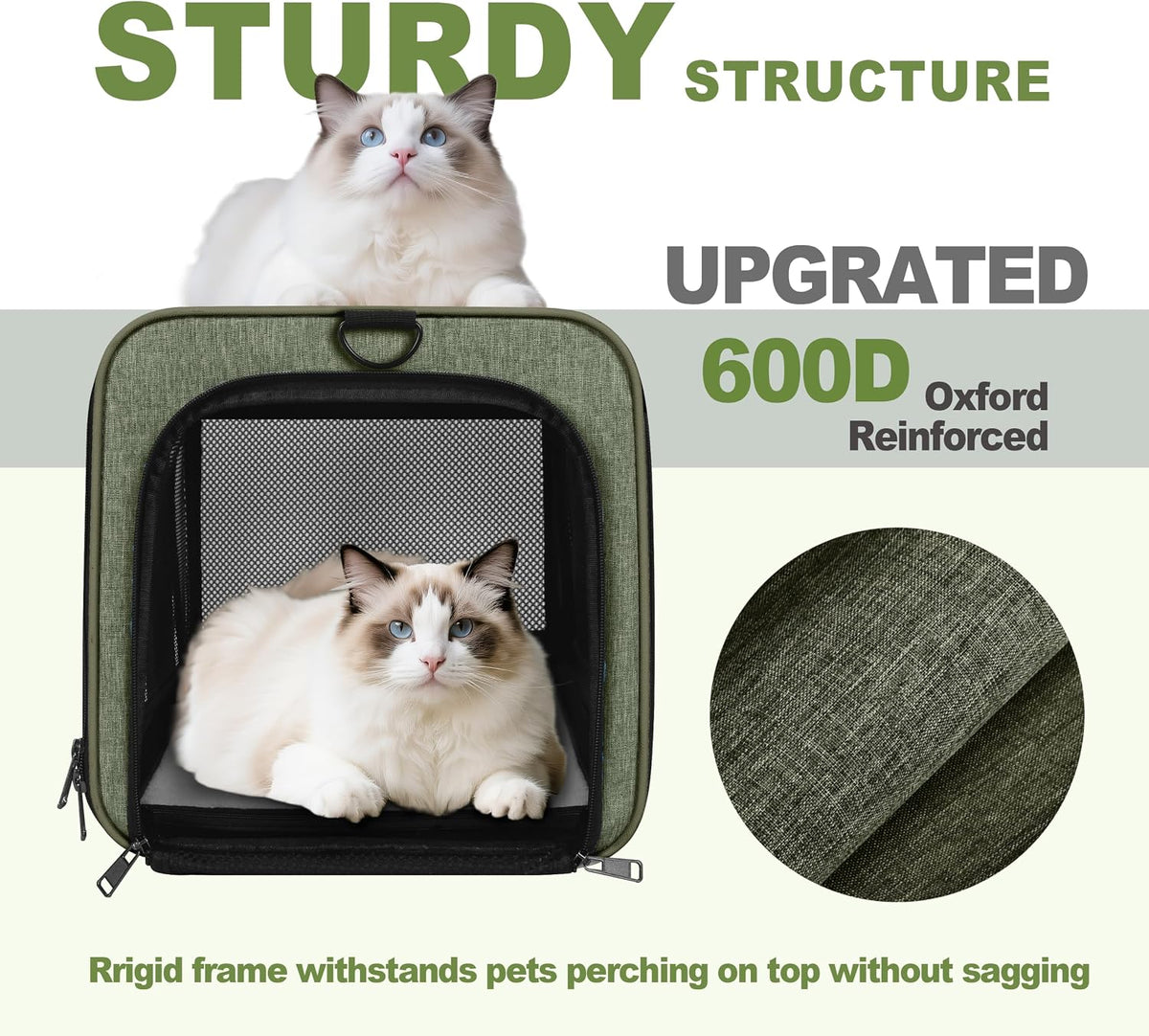 GAPZER Medium Cat Carrier Bag Lightweight, Soft-Sided Small Pet Carry Crate
