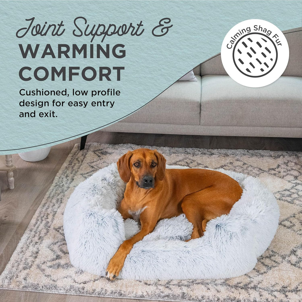 Best Friends by Sheri Lounge Dog Bed, Shag Faux Fur, Frost, Large 36" x 27"