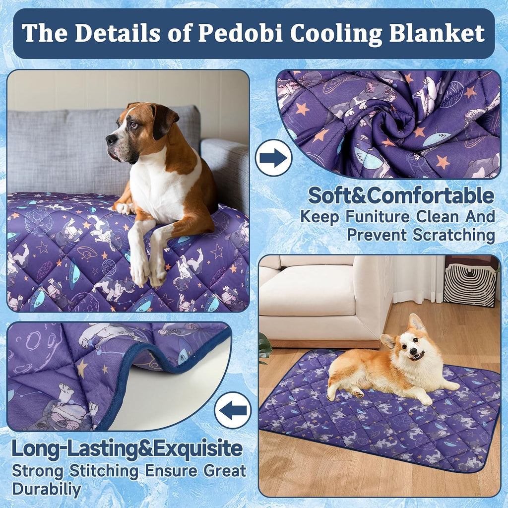 Cooling Blanket for Dogs, Dog Cooling Mat & Bed, Q-MAX>0.42- Lightweight, Durable & Breathable Pet Throw for Sofa, Car and Furniture Protector, Reversible Design, 40"x60"