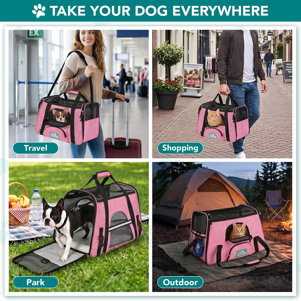 PetAmi Airline Approved Pet Carrier for Cats & Small Dogs, Small, Pink