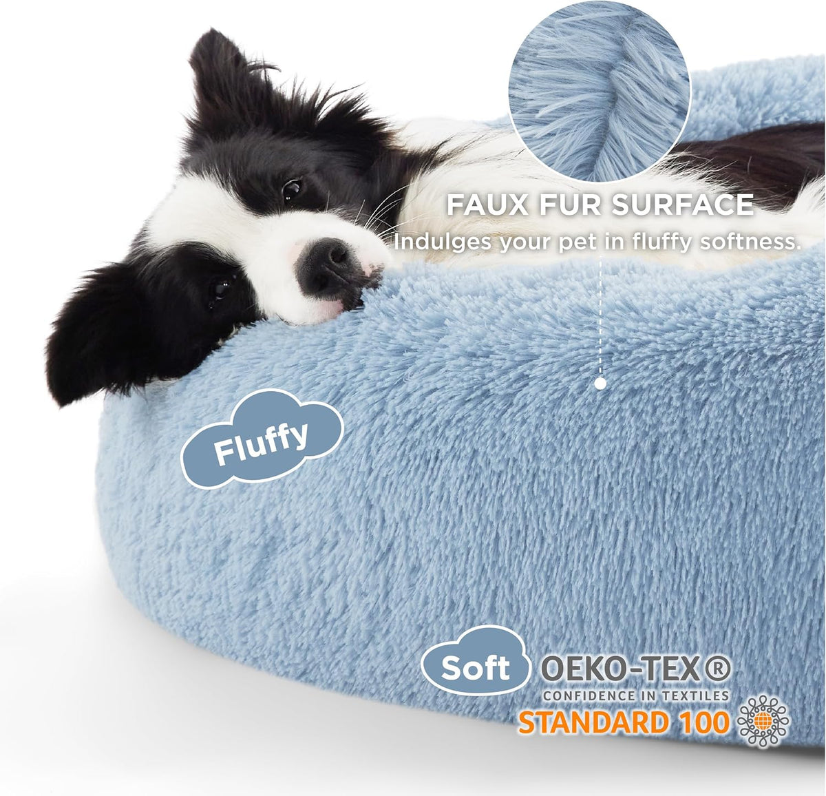 Bedsure Calming Dog Beds Large Sized Dog Donut Washable Pet Bed,36ins