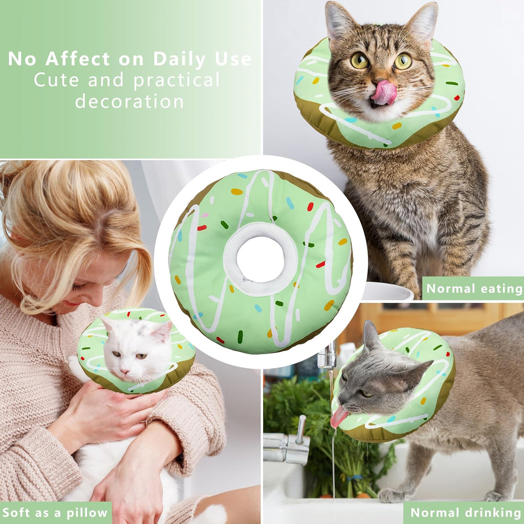 Seyezo Cat Cone Collar Soft, Adjustable Cat Recovery Cone, Waterproof Green