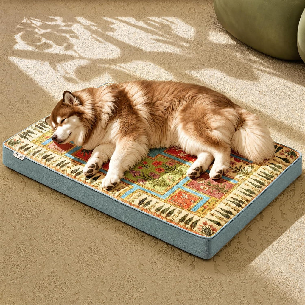 Exsnugy Orthopedic Washable Dog Bed Boho Crate Pet Pad for Large Dog 47in