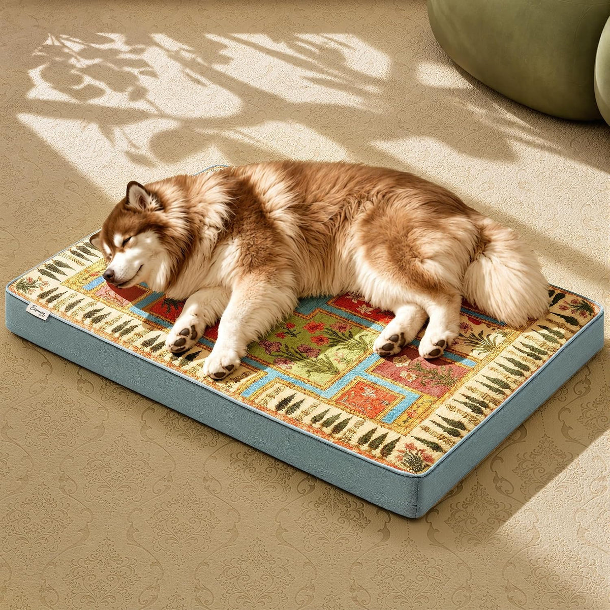 Exsnugy Orthopedic Washable Dog Bed Boho Crate Pet Pad for Large Dog 47in
