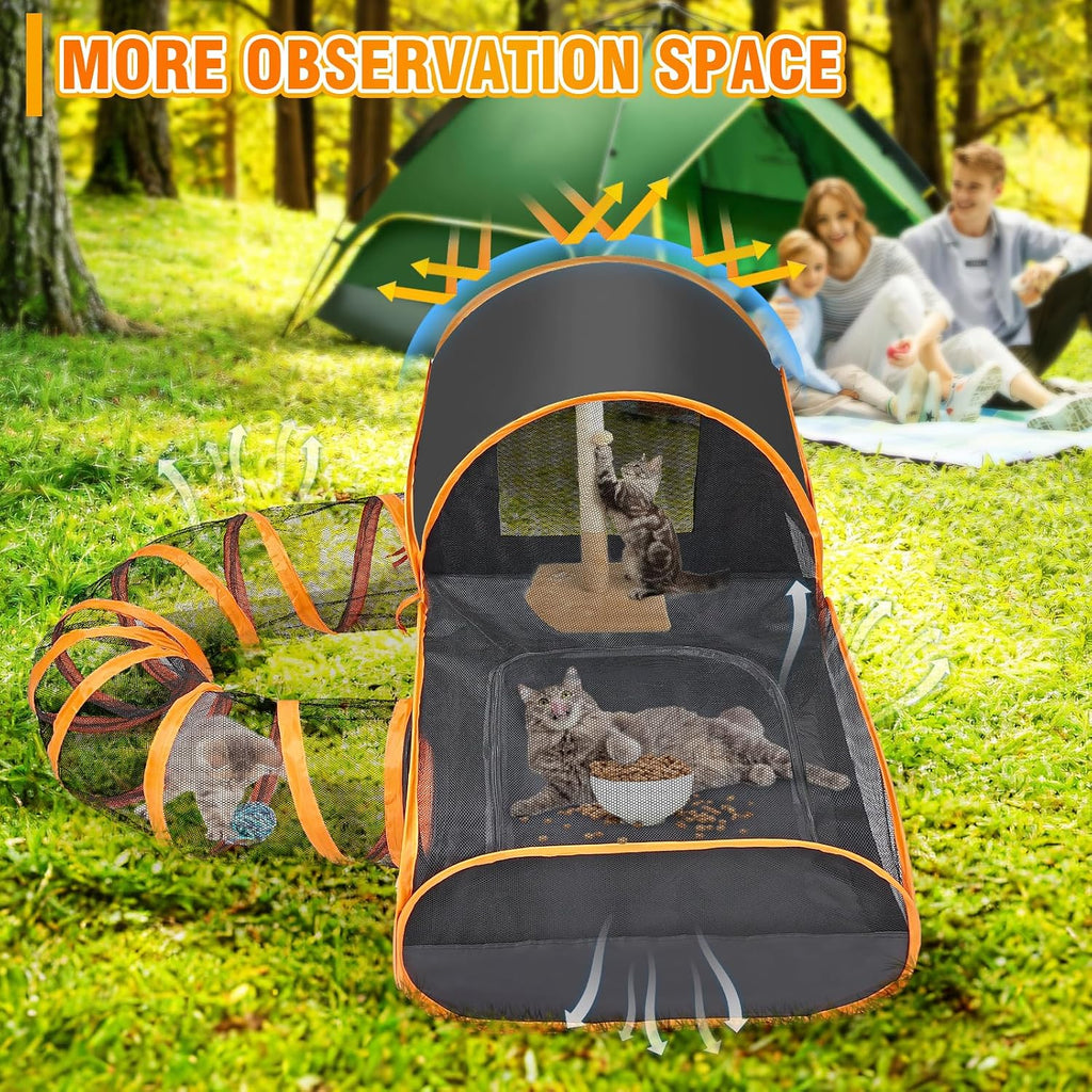 Tailtastic Indoor/Outdoor Cat Playpen with Surround Tunnel 2 Zones Black