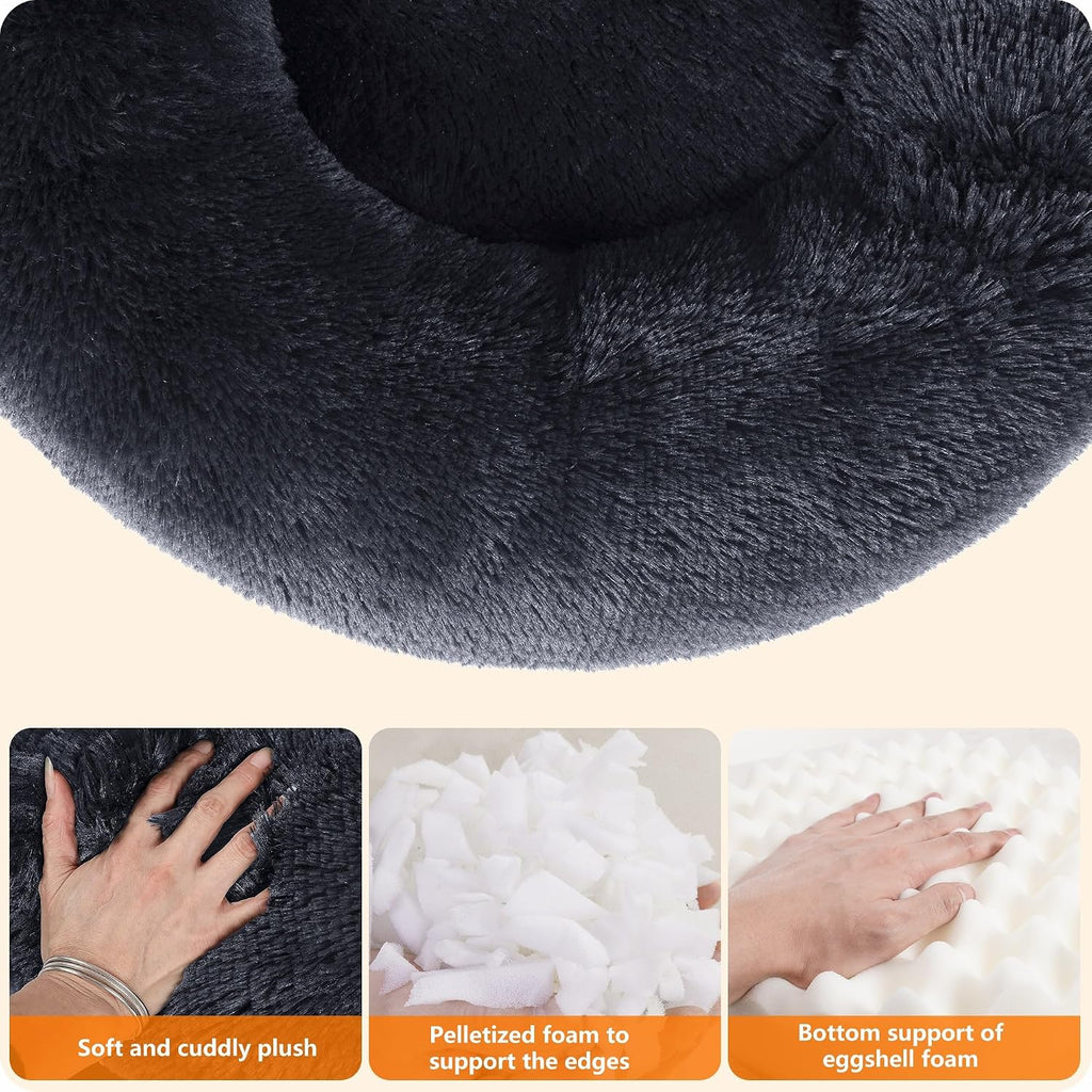 Dwanton Orthopedic Small Donut Dog Bed & Cat Bed, Gel Memory Foam, 24"