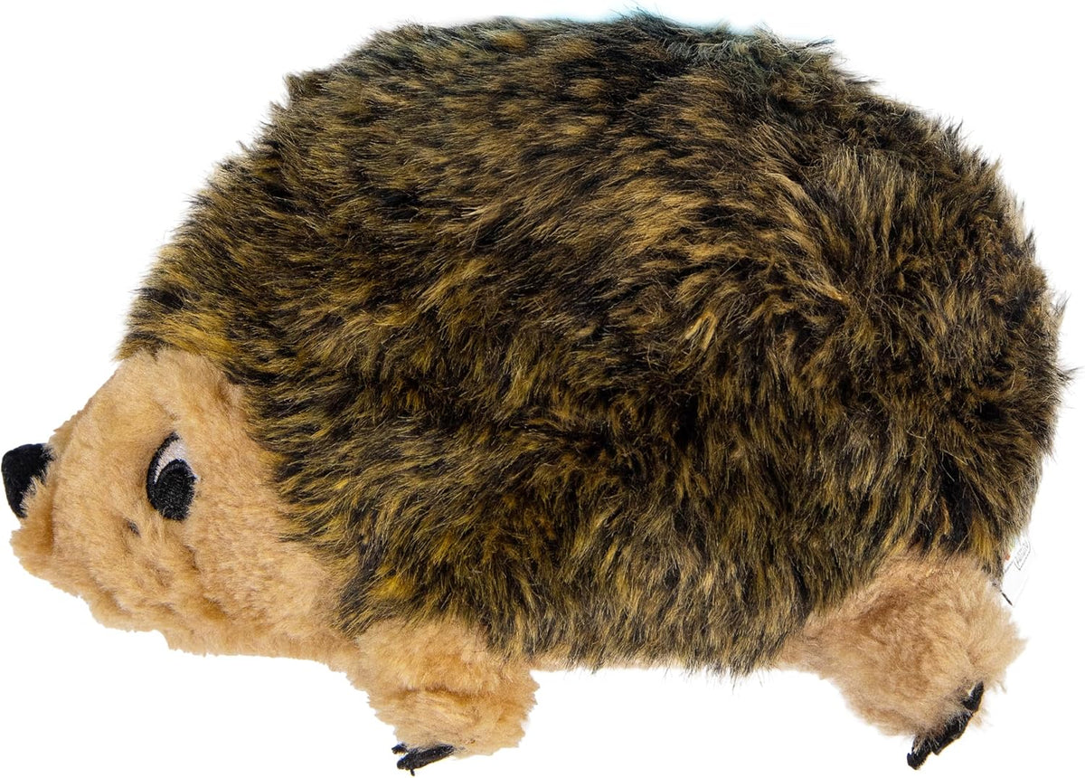 Outward Hound Hedgehogz Plush Dog Toy, Squeaks & Grunts, Medium, 9" x 6.5" | Soft Realistic Faux Fur, Round for Rolling & Chasing, Cuddle & Carry, Interactive Fetch, Light Chewers, Dogs & Puppies