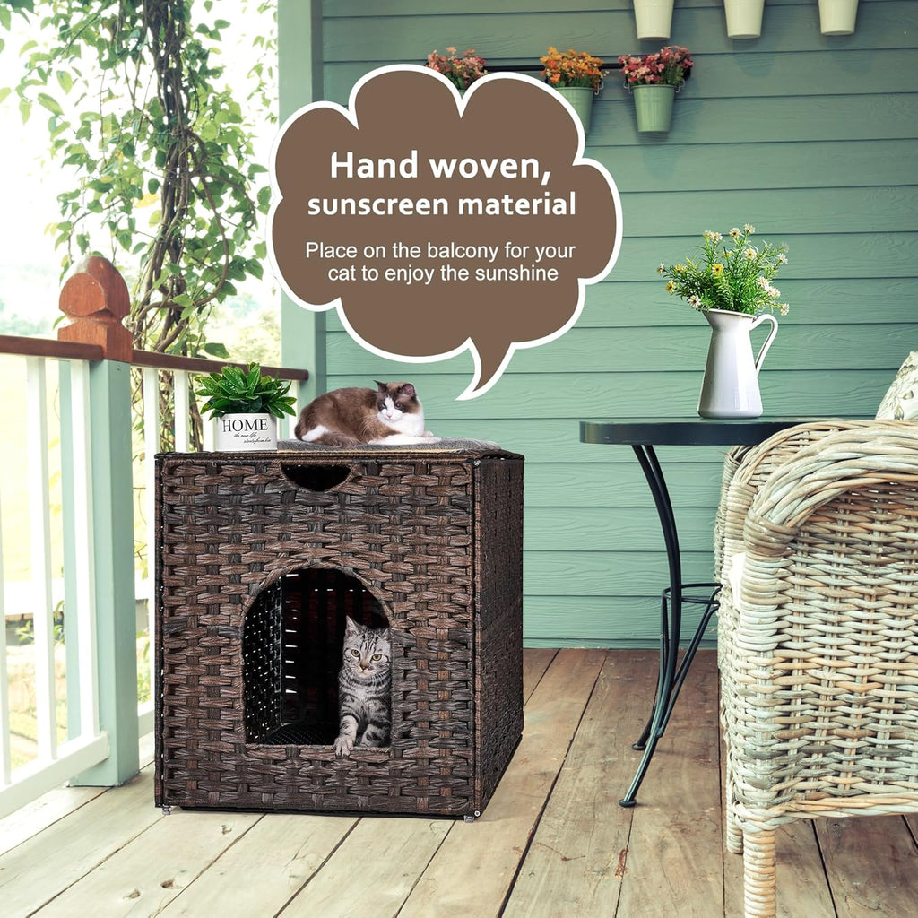 Large Cat Litter Box Enclosure, Hidden Litter Box Furniture with Litter Mat | Side Entry Design, Easy-Clean Removable Top, Quick Assembly, Raised Edge for Secure Items, Side Grip Cutouts