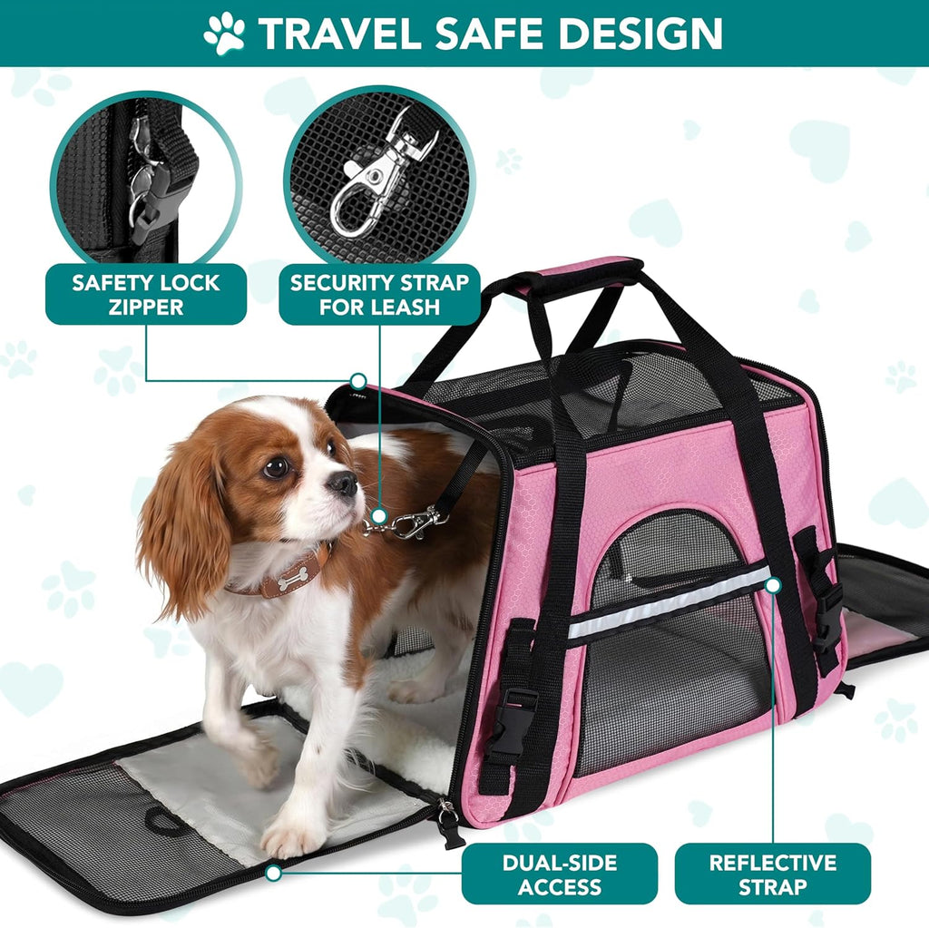 PetAmi Airline Approved Pet Carrier for Cats & Small Dogs, Small, Pink