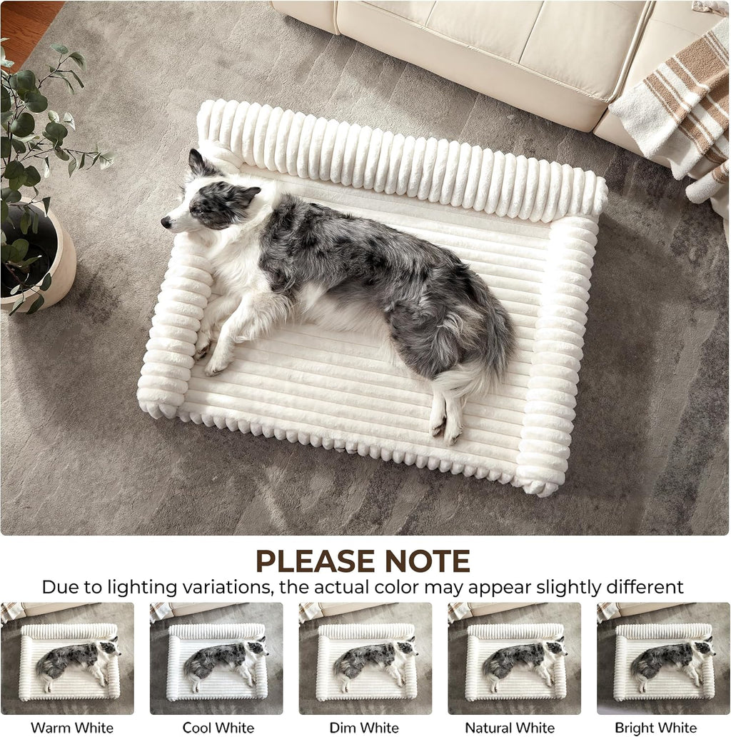 Orthopedic Dog Bed Small 24x18x8” Washable Cover Cream