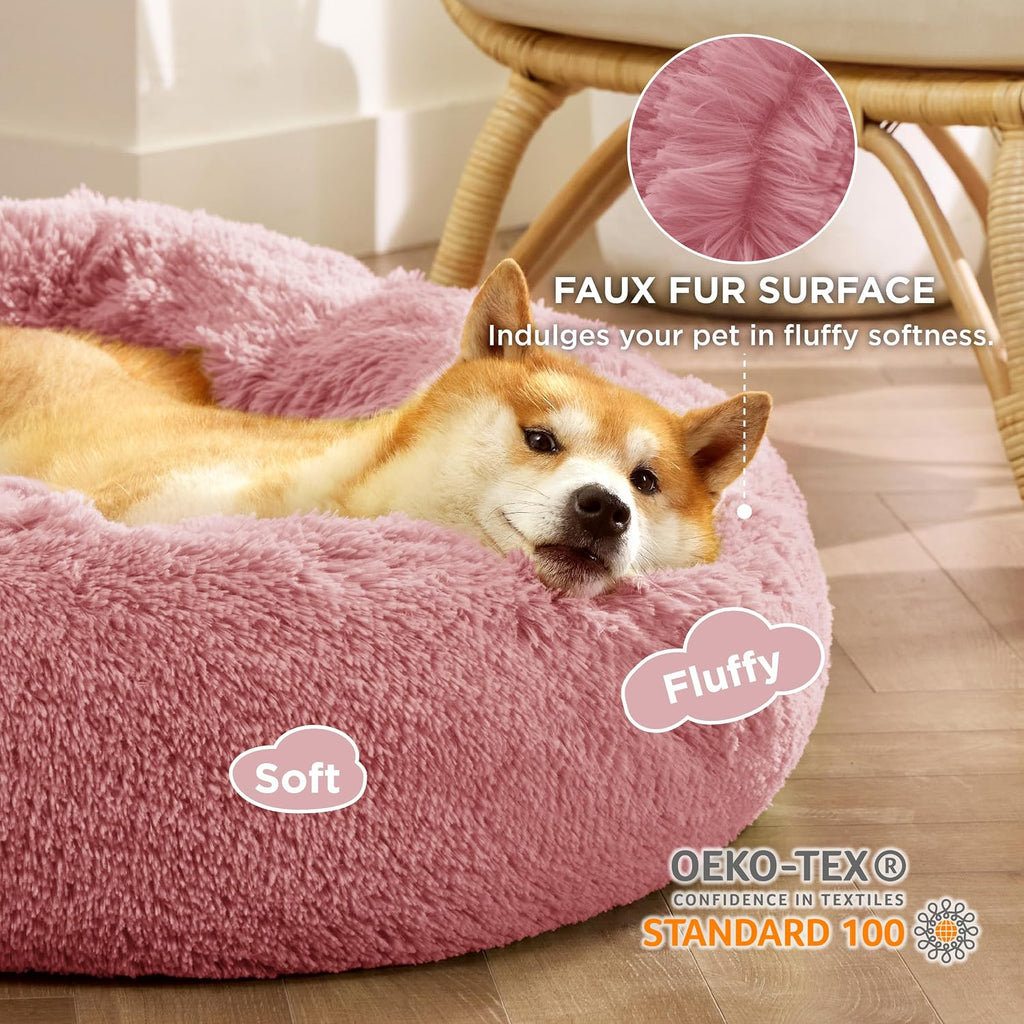 Bedsure Calming Dog Bed Medium Size Dog Donut Washable Pet Bed,30ins