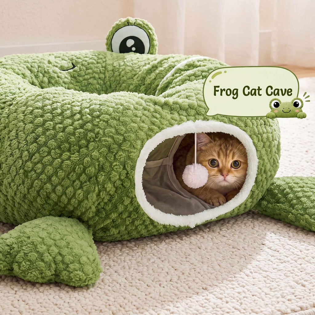 Cat Tunnel Bed with 20 Cat Toys,Kitten Toys for Indoor Kittens,Green