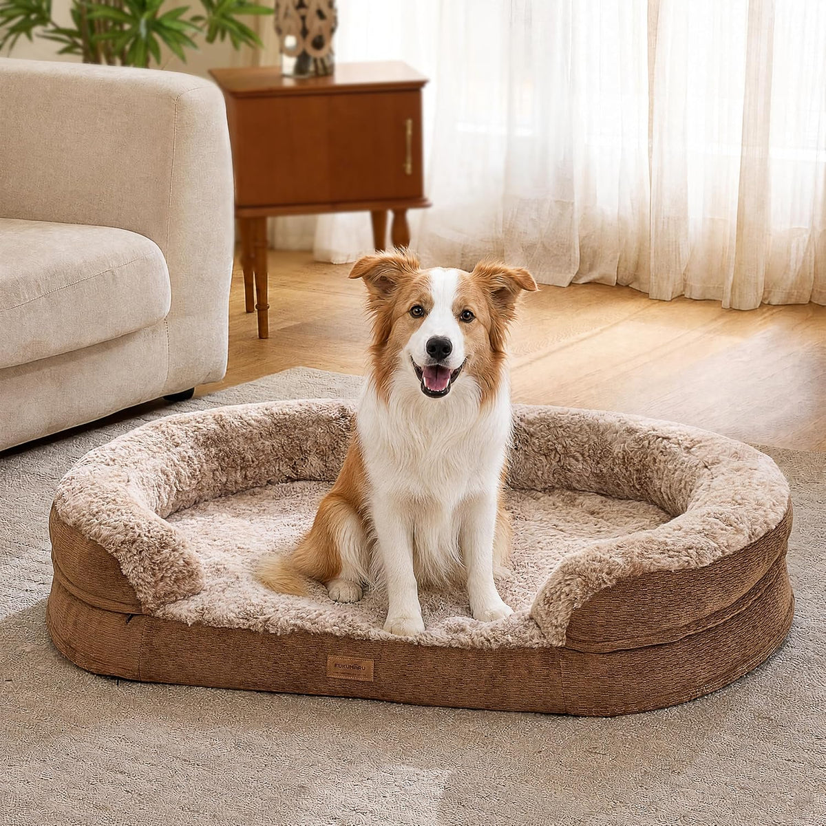 FUKUMARU Large Thickened Dog Couch Bed, Orthopedic, Waterproof & Washable