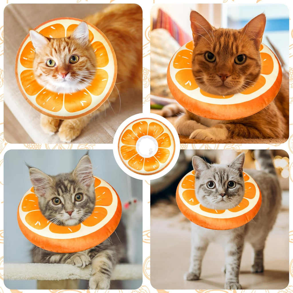 Cat Cone Collar Soft, Adjustable Cat Recovery Cone (Orange, L)