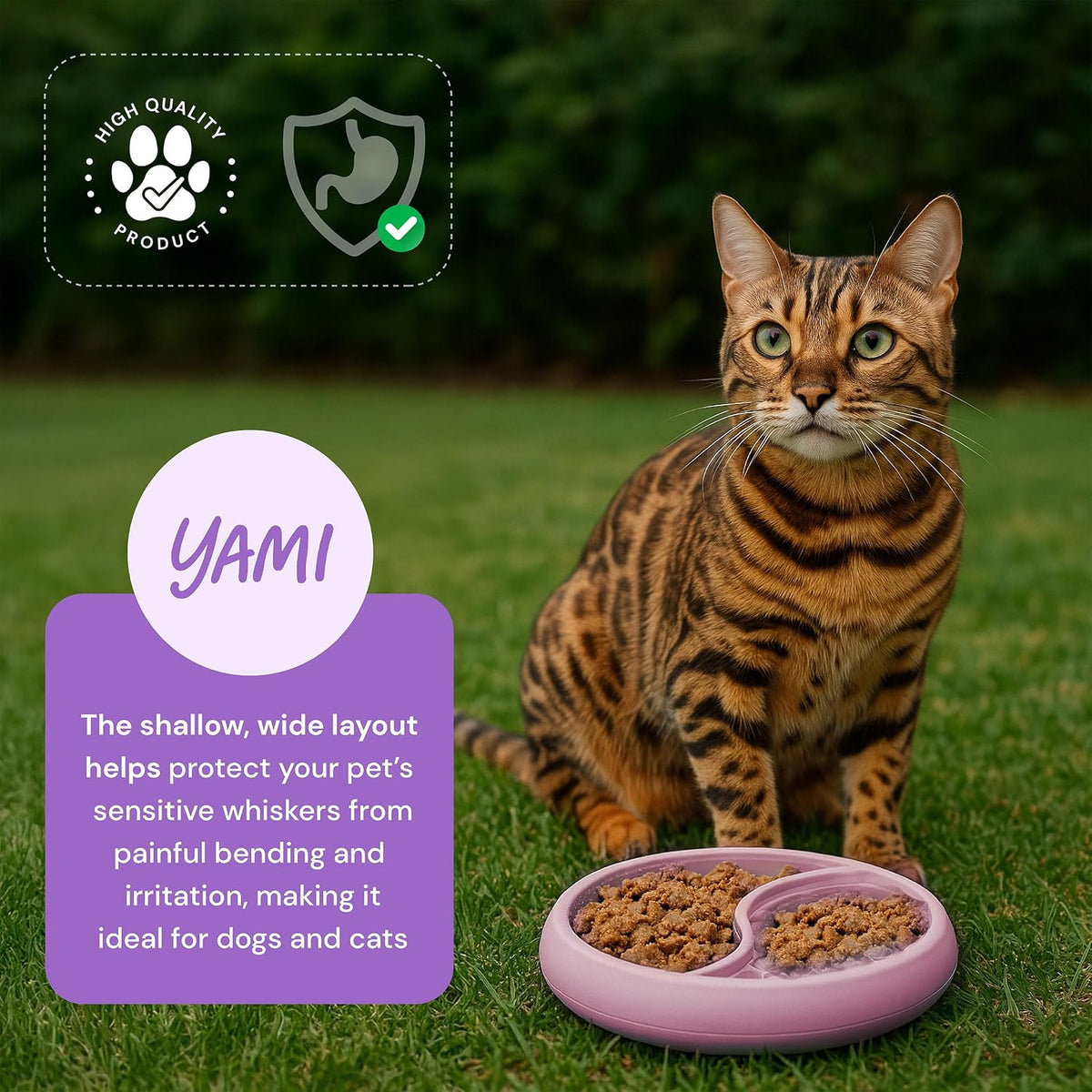 YAMI Dog Lick Bowl, Lick Mat for Dogs, Wet Food Cat Slow Feeder, Freeze Bowl, Enrichment & Puzzle Toy for Anxiety Relief, Food-Grade Silicone, Suction Cups, Dishwasher Fit, for All Breed (Light Pink)
