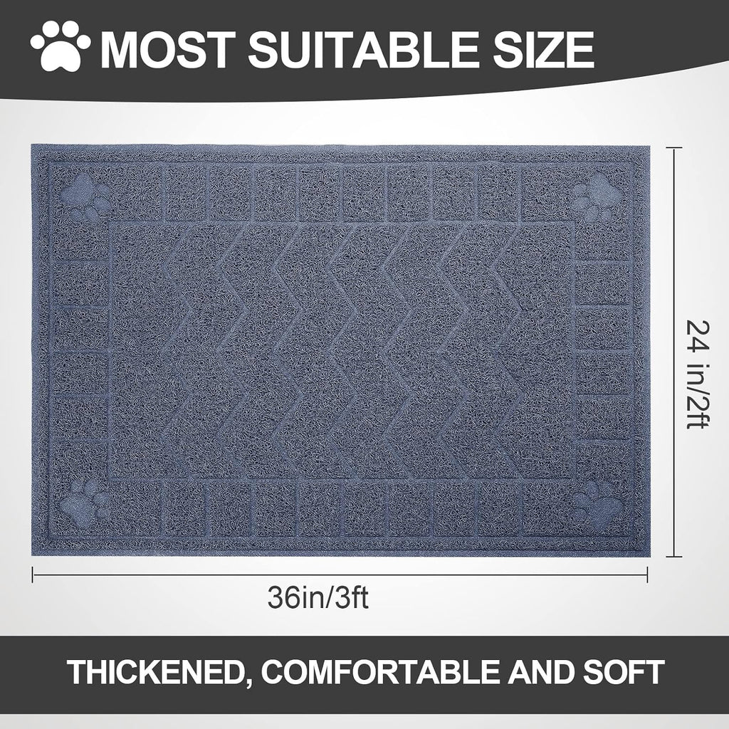 Cat Litter Box Mat, 35" x 24" Large Waterproof Litter Trapping Mat | Thick Mesh Traps Litter, Non-Slip Kitty Litter Mat for Indoor Cat, Soft Paws, BPA-Free, Multi-Use, Easy Clean, Large Coverage