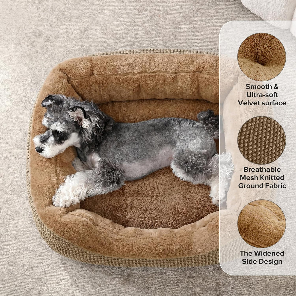 INVENHO Dog Bed Medium Size, Orthopedic Warming Soft Calming Sleeping Durable with Anti-Slip Bottom