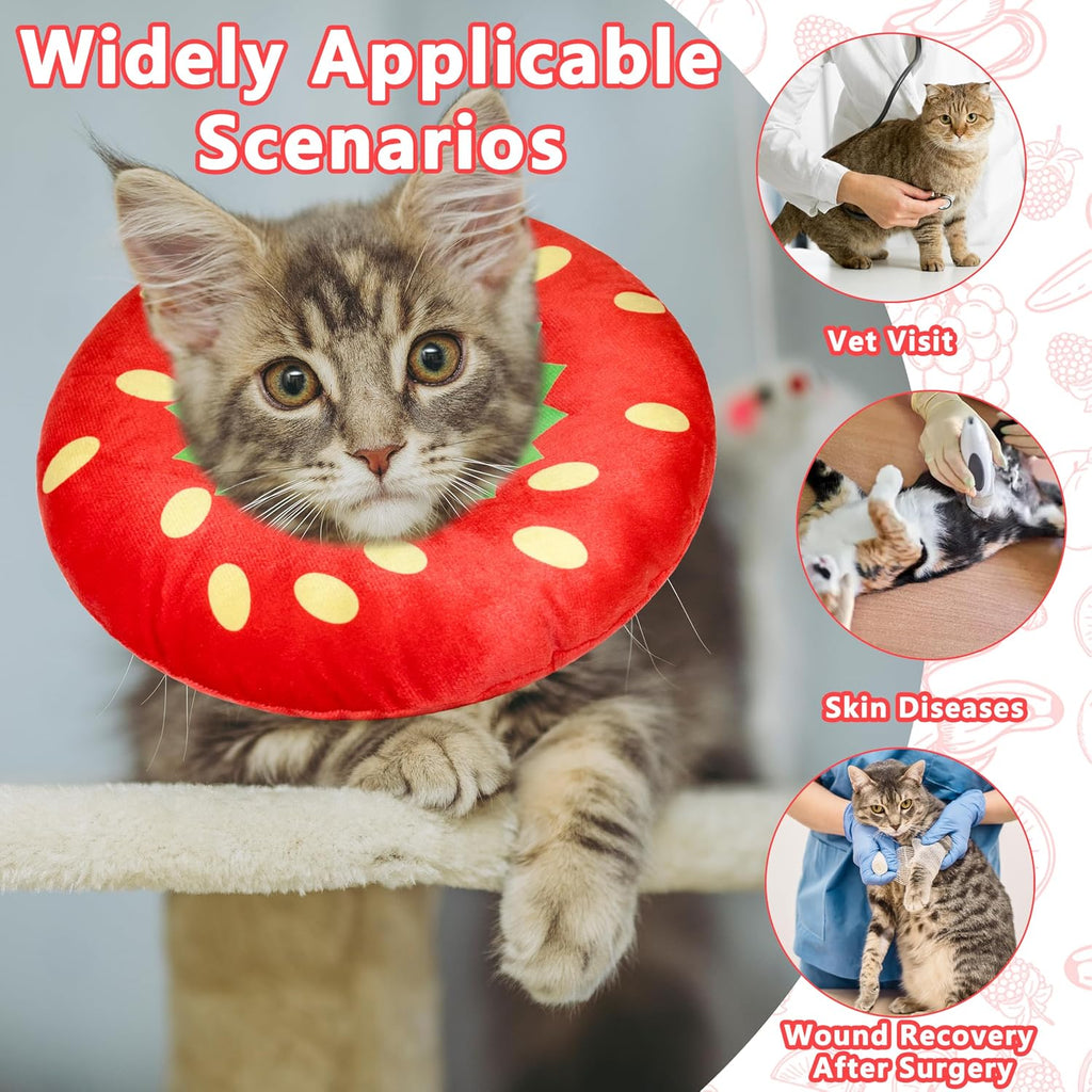 Cat Cone Collar Soft, Cat Recovery Cone (Strawberry, M)