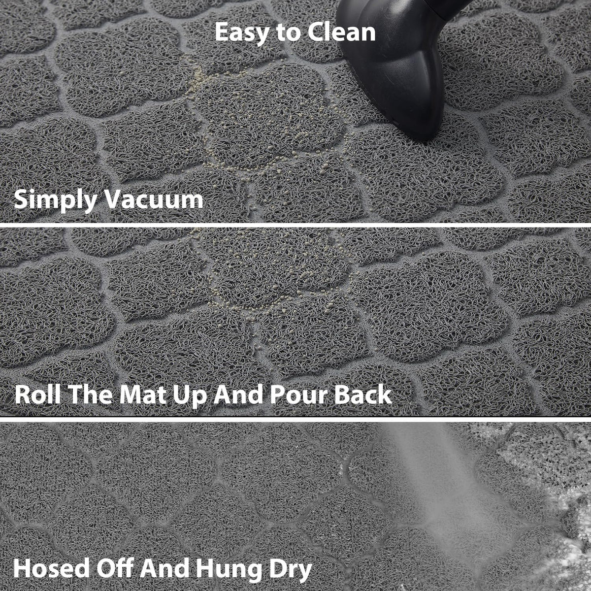 WePet Cat Litter Box Mat, Kitty Premium PVC Pad, Durable Trapping Rug, Phthalate Free, Urine-Resistant, Scatter Control, XXL 47 x 36 Inch, Grey