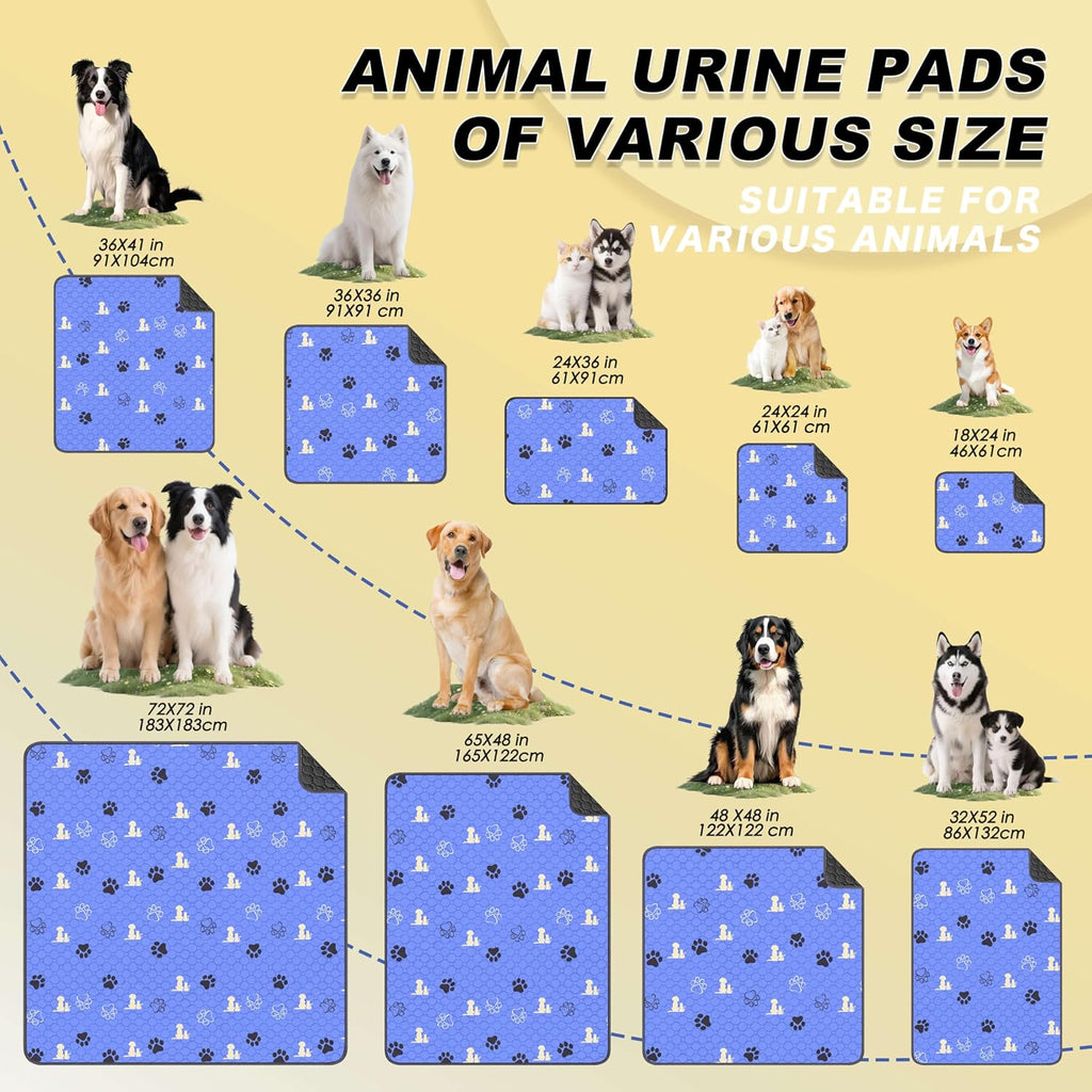 WanpeeGoo Washable Pee Pads for Dogs, Waterproof, 24 x 48 in, 2 Pack, Blue | Super Absorbent, Waterproof and Non-Slip; Washable, Reusable Dog Pads for Crates, Playpens, Floors, Furniture and Travel