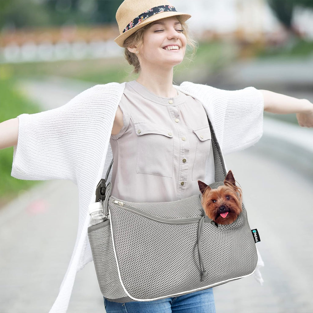 PetAmi Dog Sling Carrier Small Dogs, Hands Free Crossbody Carrier, Stripe