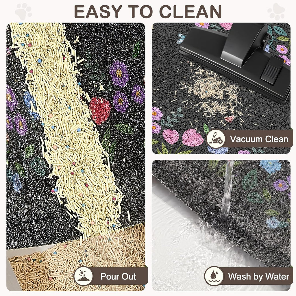 Unicorn Catcher 33"x22" Cat Litter Mat Non-Slip Washable Litter Box Mat