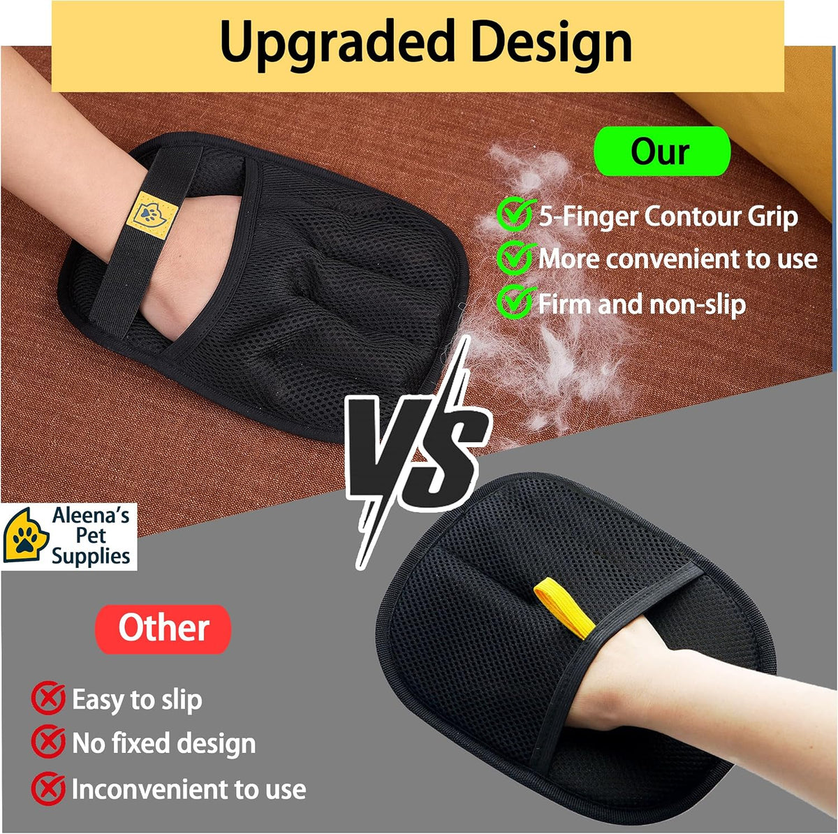 Pet Hair Remover Glove for Dogs & Cats – Cat Hair Remover & Dog Hair Removal Tool, Reusable Electrostatic Grooming Glove for Furniture, Couch, Carpet, Car Seat & Clothes – Easy Pet Hair Cleaning Mitt