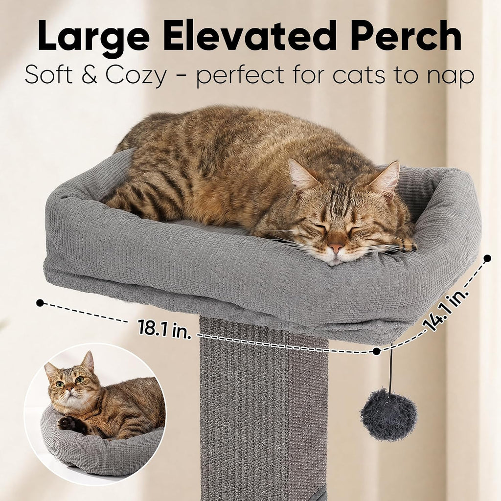 FUKUMARU Retro-Style Cat Scratching Post with Perch for Indoor Adult Cats