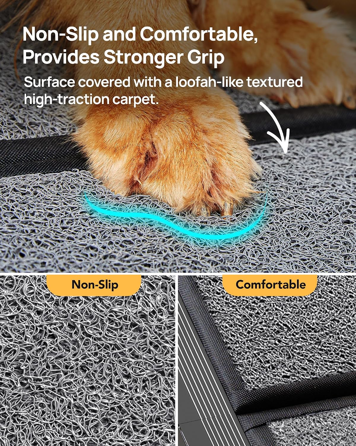 PetThem Dog Ramp for Cars, 63" L × 19.7" W, Lightweight Extra-Wide Foldable