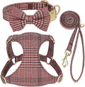 Beirui Cute Small Dog Harness and Leash Set Bowtie, Brown,XS,Chest 13-28"