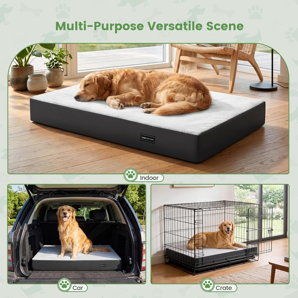 Orthopedic Dog Bed for Medium Large Dogs, 4.5” Thick, Supportive Memory Foam & High Density Egg Crate Foam Pet Mattress, Dual Waterproof Protection, Removable Cover, Nonskid (Grey, 3X-Large)