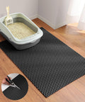 Cooyes Cat Litter Mat - Cut to Fit Any Place, 23"x17" Litter Trapping Mat | for Litter Box, Easy to Clean, Waterproof & Non-Slip Kitty Pad, Scatter Control to Protect the Floor (Black)