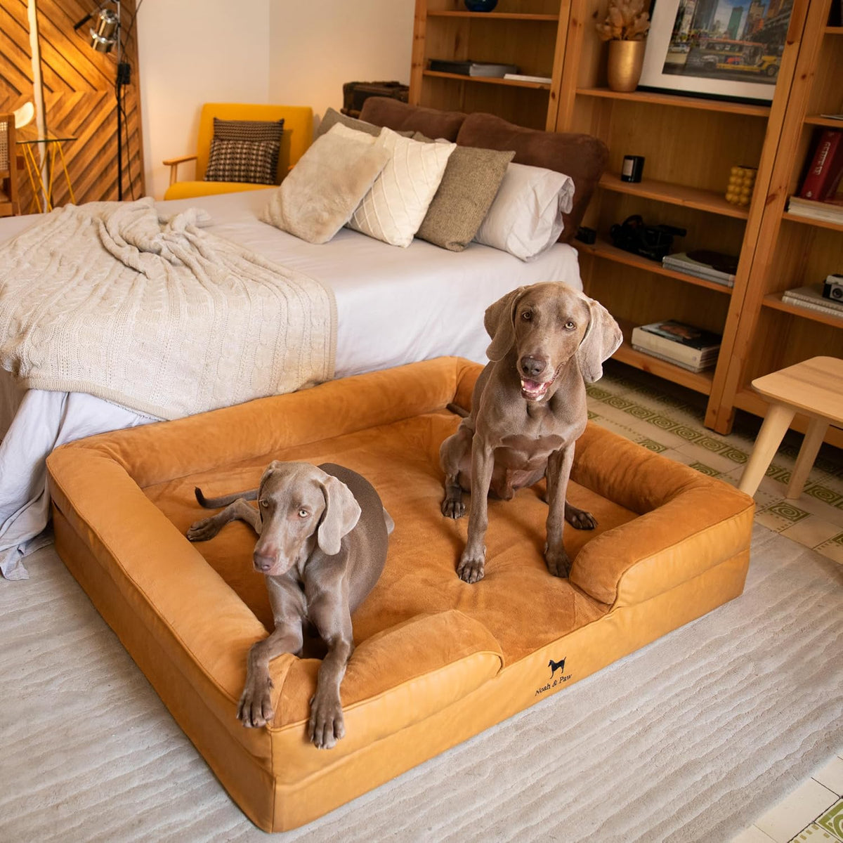 NOAH & PAW Large Dog Bed, Orthopedic Memory Cooling Foam (2X Base) 45x35x11