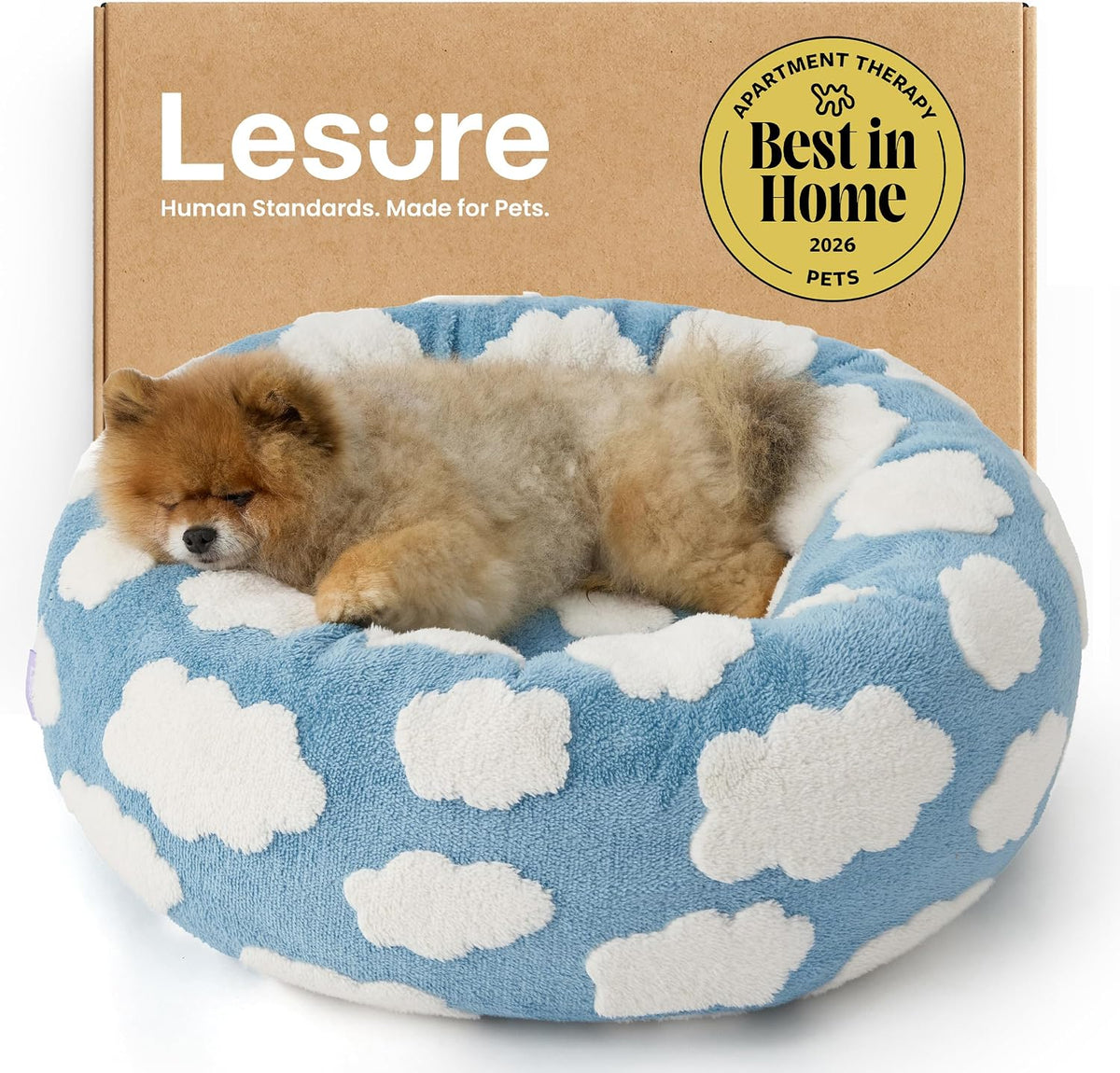 LE SURE Shown on TV Jacquard Donut Cute Small Dog Beds,Blue 23x23x7in