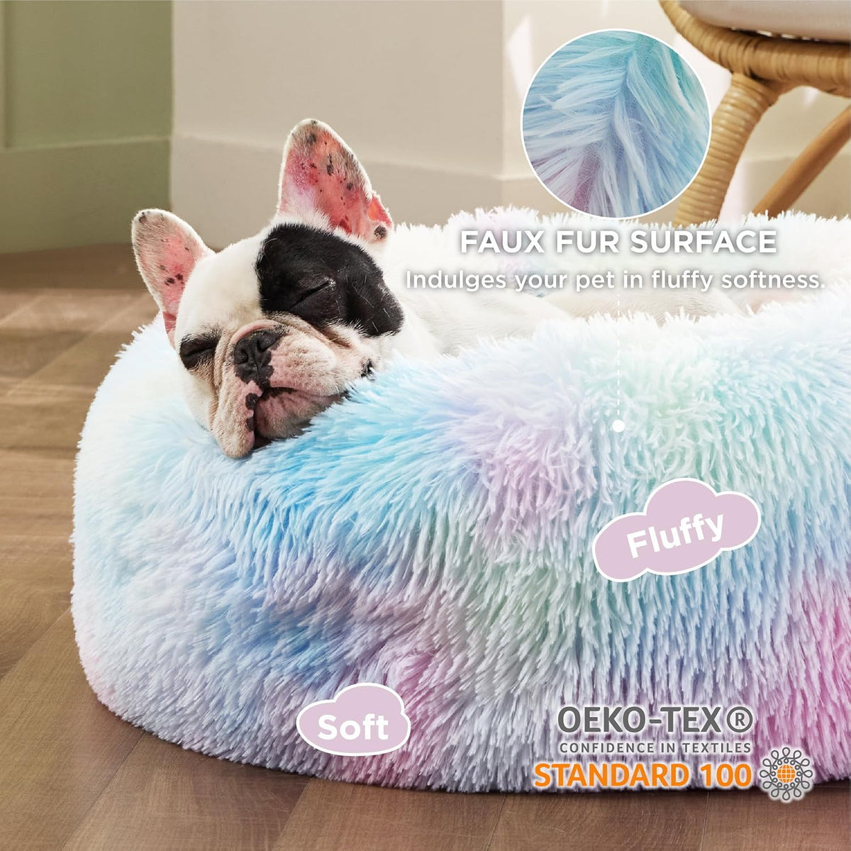 Bedsure Calming Small Dog Bed Donut Washable Cat＆Puppy Bed,23 inches