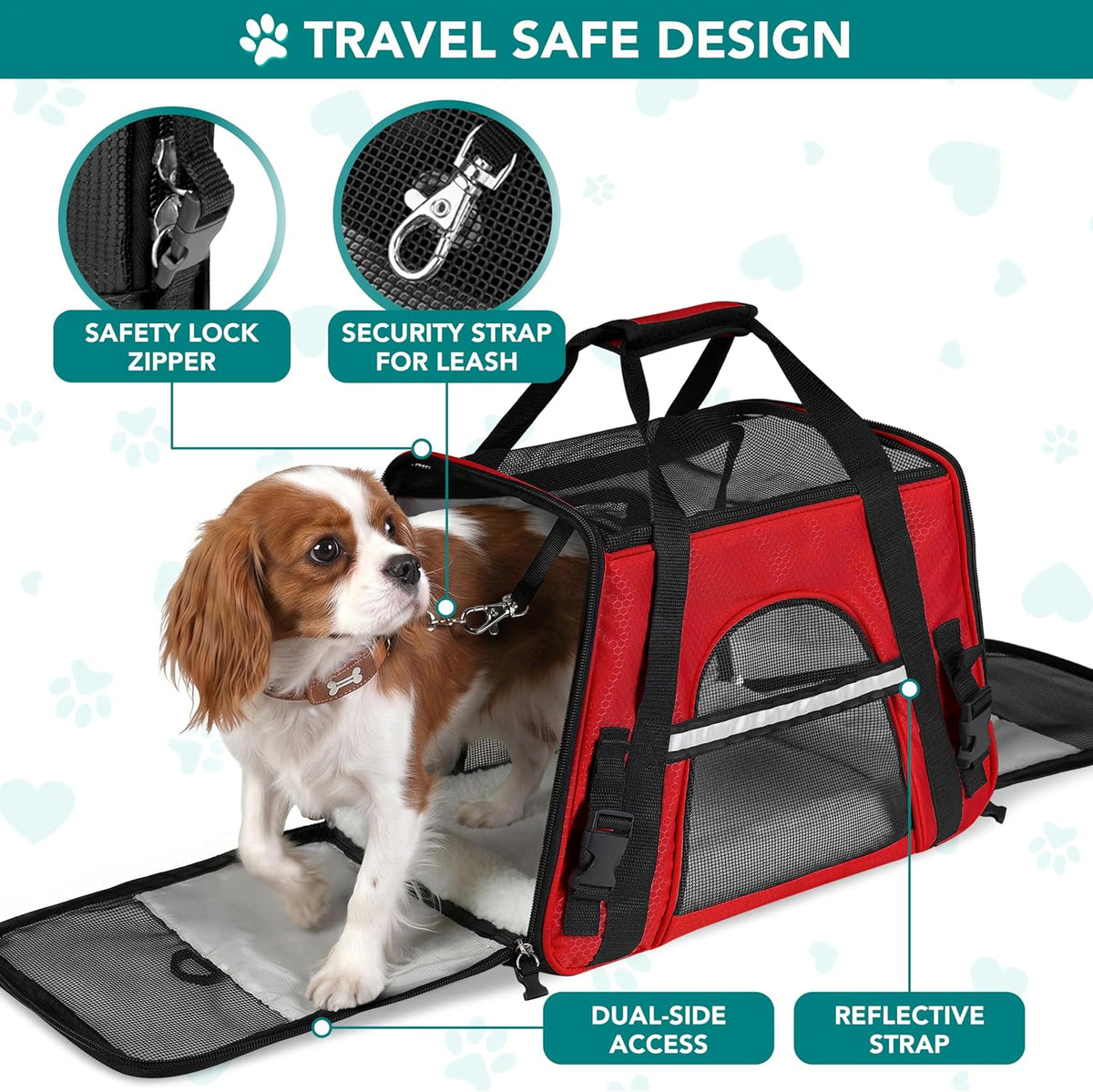 PetAmi Airline Approved Pet Carrier for Cats & Small Dogs, Small, Red