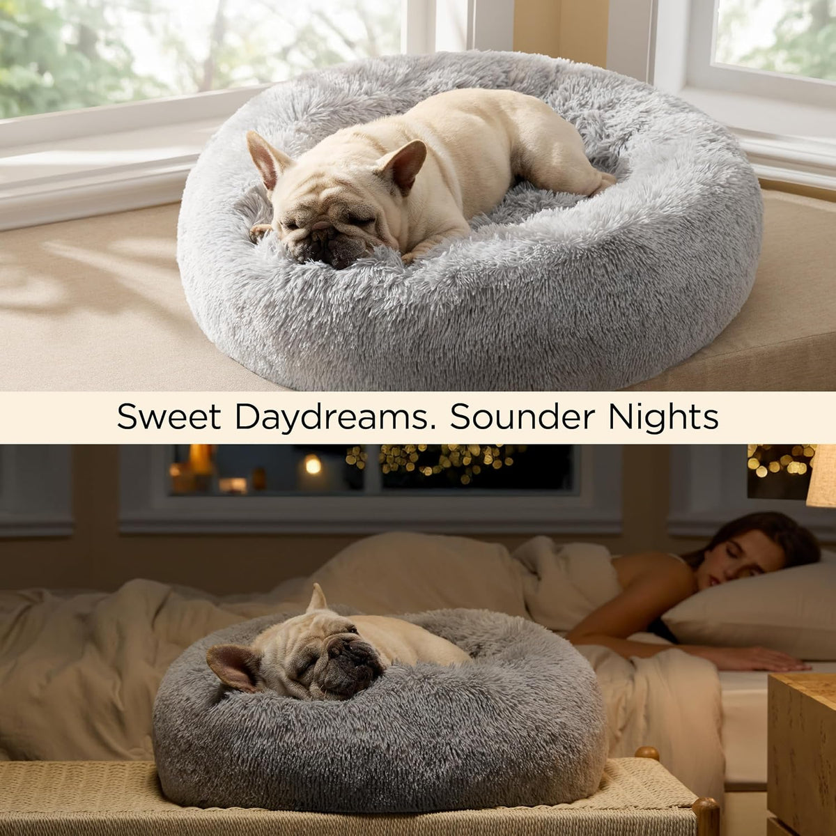 Bedsure Calming Small Dog Bed Donut Washable Cat＆Puppy Bed,23 inches