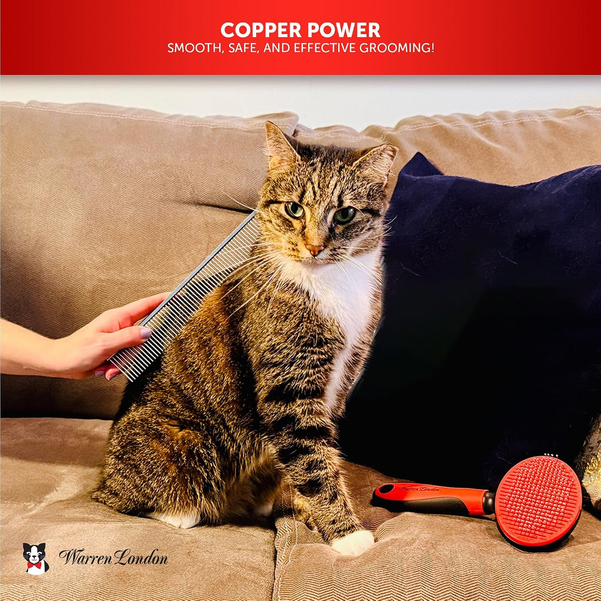 Warren London Cat DeMatter Pro Max 9-Inch Copper Grooming Comb