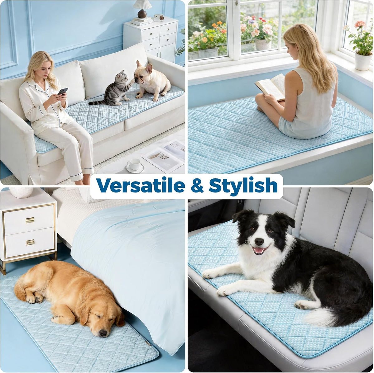 PPOLCA Waterproof Cooling Mat for Medium Dogs 21x29, Light Blue