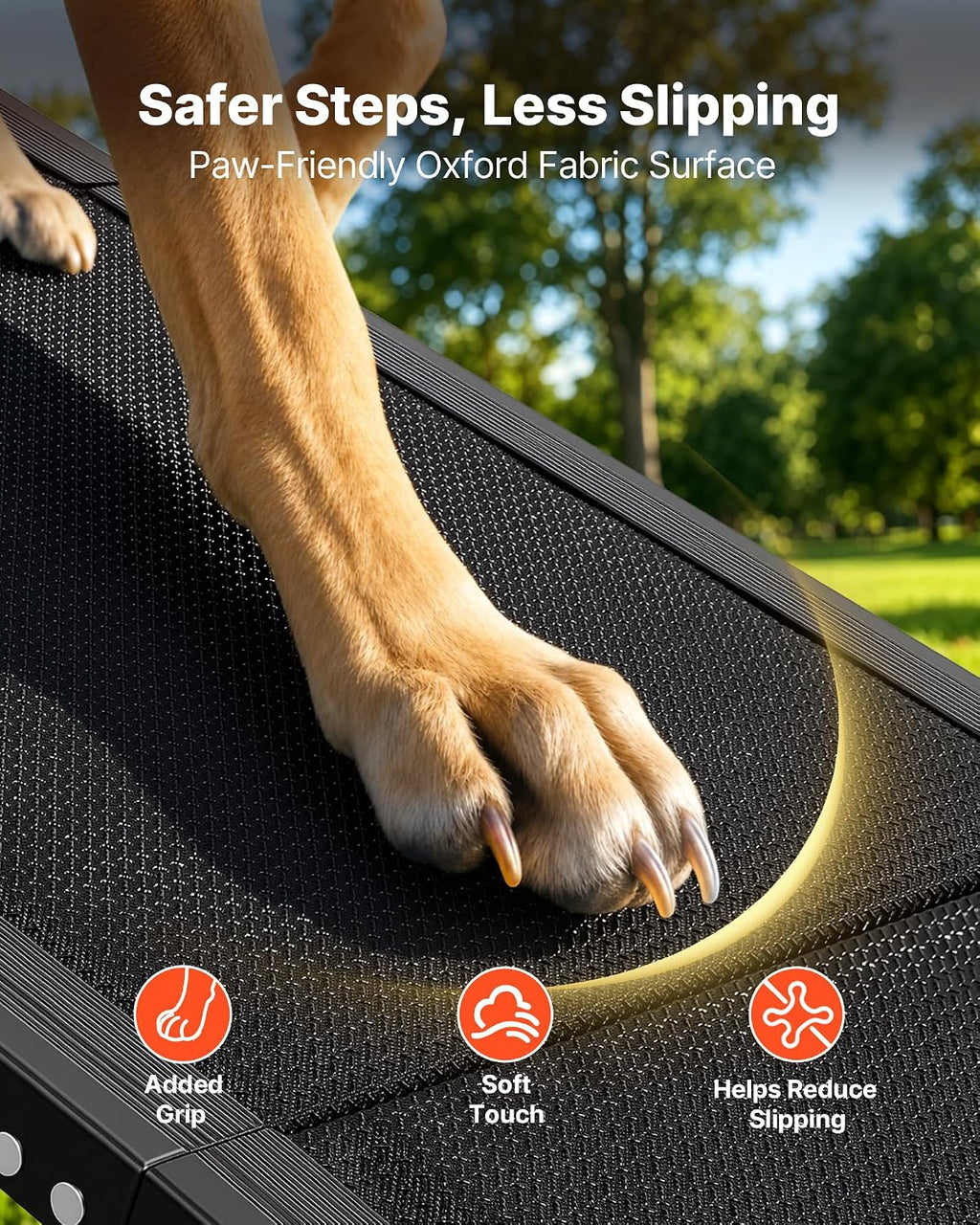 VEVOR Dog Ramp for Cars, 63" L x 17" W, Folding Pet Ramps for Medium & Large Dogs up to 250lbs, Pet Stair Ramp with Non-Slip Oxford Fabric Surface, Portable Outdoor Dog Car Ramps for SUV & Truck