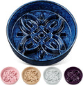 vancasso Ceramic Slow Feeder Dog Bowls, Puzzle Dog Food Bowls with Floral Maze, Anti -Slip Pet Food Dish for Large Breed, 3 Cups, Blue