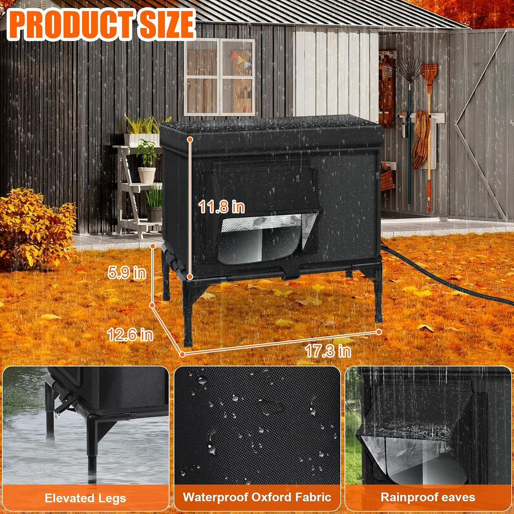Heated Cat House for Outside, Insulated Outdoor Cat House Shelter(Small)