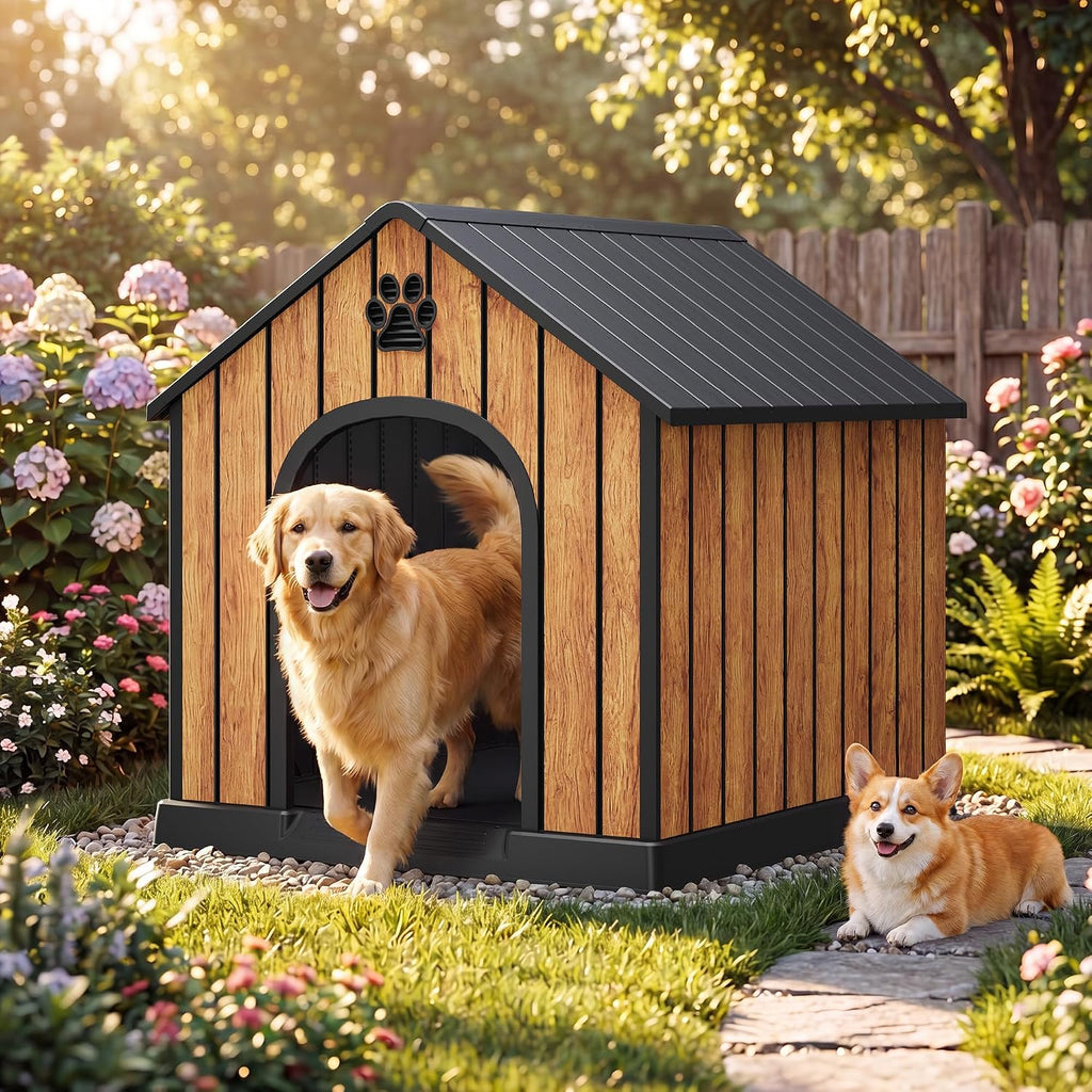 Bifanuo Plastic Dog House Outdoor for Large Dogs, 36.2" L x 38" W x 38" H