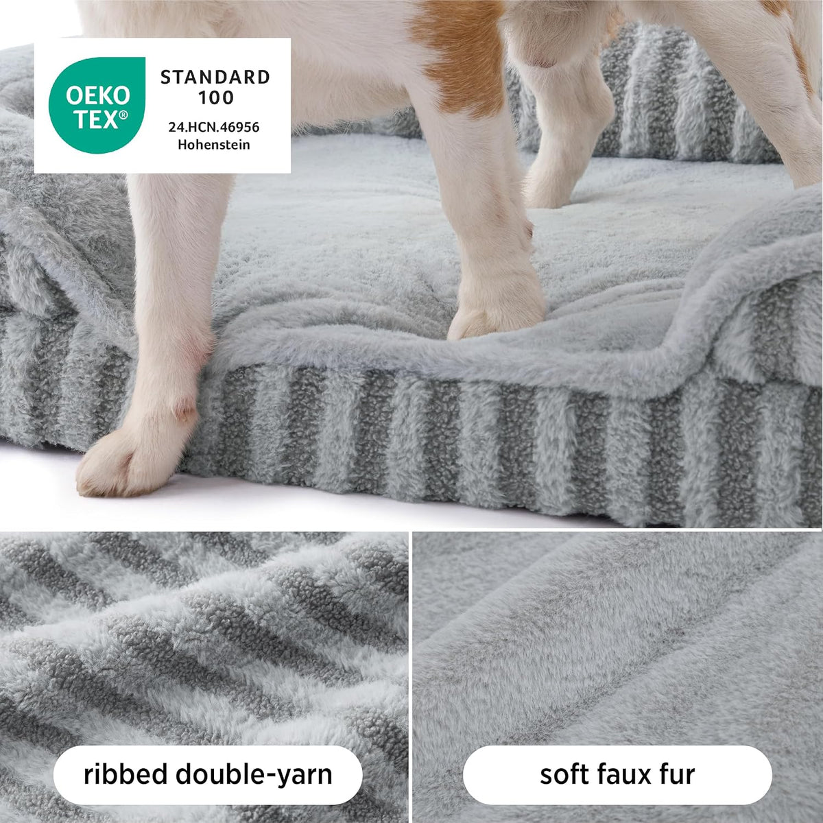 LE SURE Cute Cozy High Back Orthopedic Dog Beds Large Sized Dog,35" Grey
