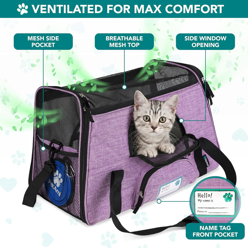 PetAmi Airline Approved Pet Carrier Cats & Small Dogs, Large Heather Purple
