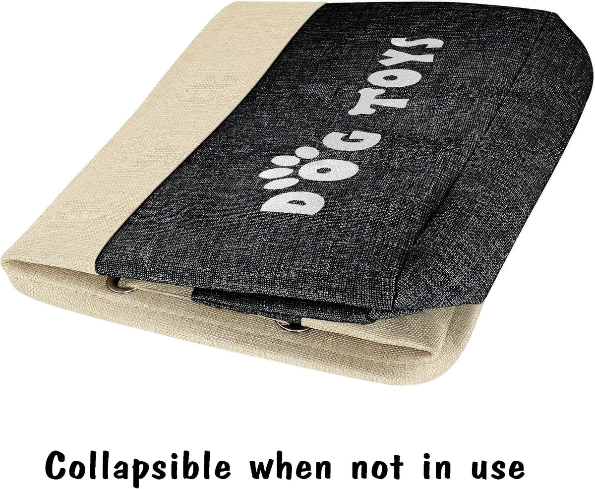 PET ARTIST Dog Toy Basket, Large Collapsible, Black, L:15"x13"x12"