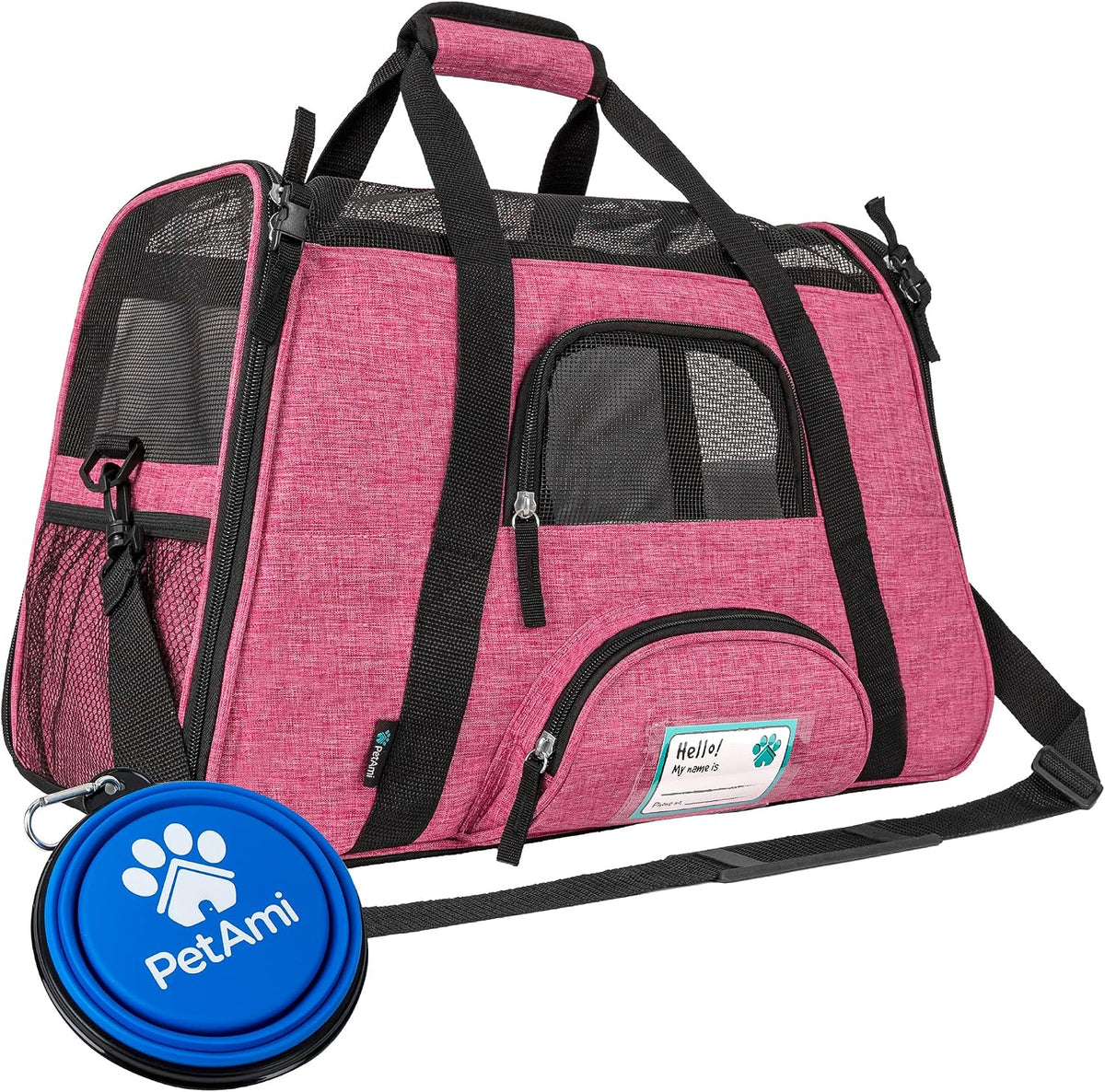 PetAmi Airline Approved Pet Carrier for Cats Small Dogs, Large Heather Pink