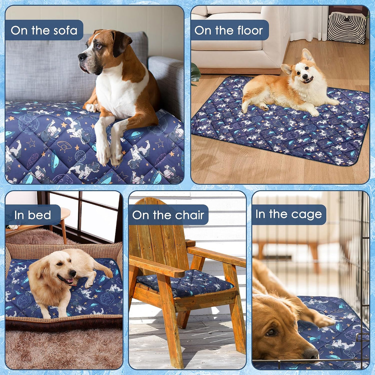 Premium Cooling Mat for Large Dogs - Washable Dog Cooling Throw Blanket，Durable Pet Mat for Cat, Soft Summer Blanket for Hot Weather, 40''x60''