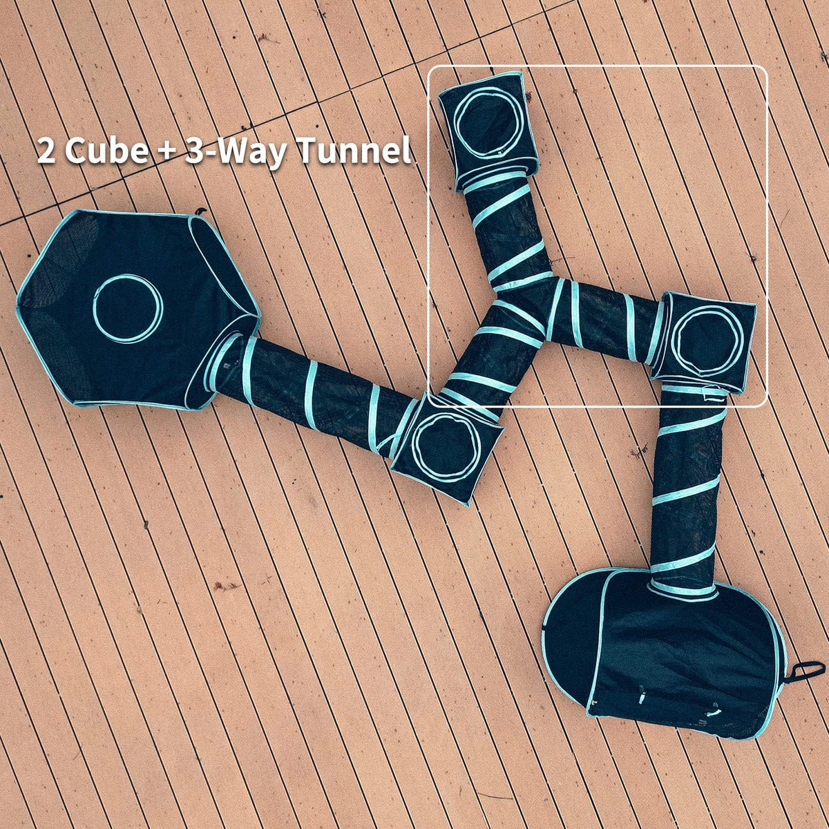 INTURN Cat Furniture Tent for Indoor and Outdoor Playpen Portable Cat Tunnels, Outdoor Kennel (2 Cube + 3-Way Tunnel)